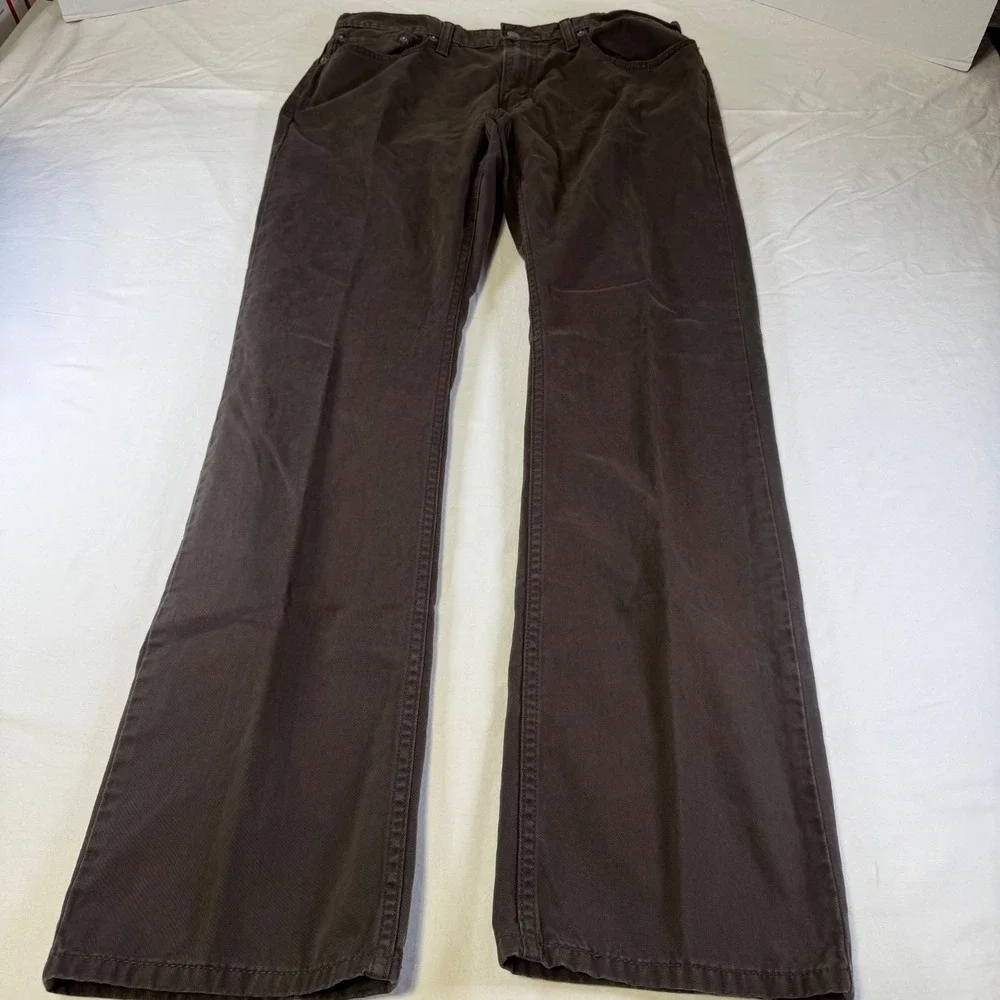 Levi's 514 Straight Fit Brown Jeans Men's Size 34x34 Black Patch White Tab